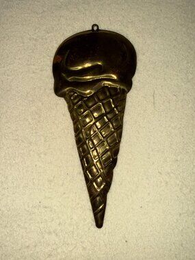 Vtg Retired Rare Department 56 Hanging Brass Ice Cream Cone Christmas Ornament